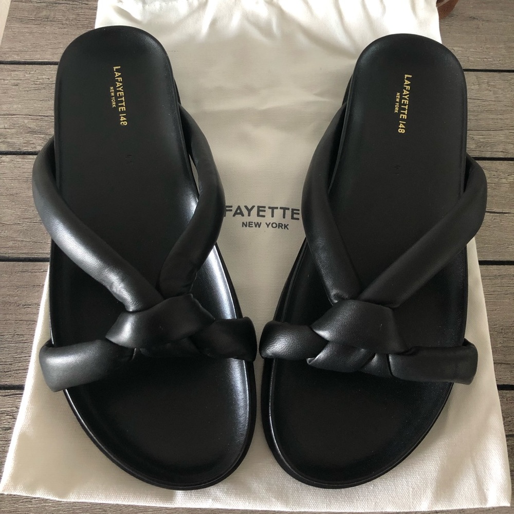 Never worn Lafayette New York flat slide sandals.